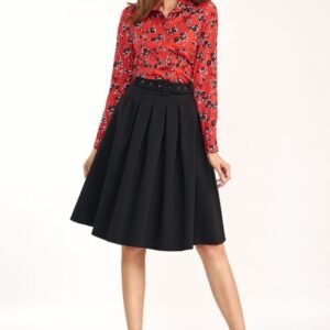 Spódnica midi z paskiem w kolorze czarnym SP63 Black - Nife