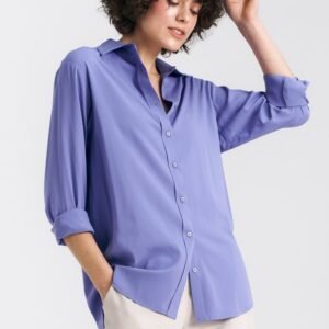 Wiskozowa koszula oversize K75 Violet - Nife