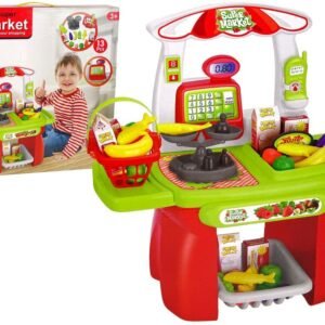 Zestaw Supermarket Koszyk Sklepowy Waga Artykuły Spożywcze