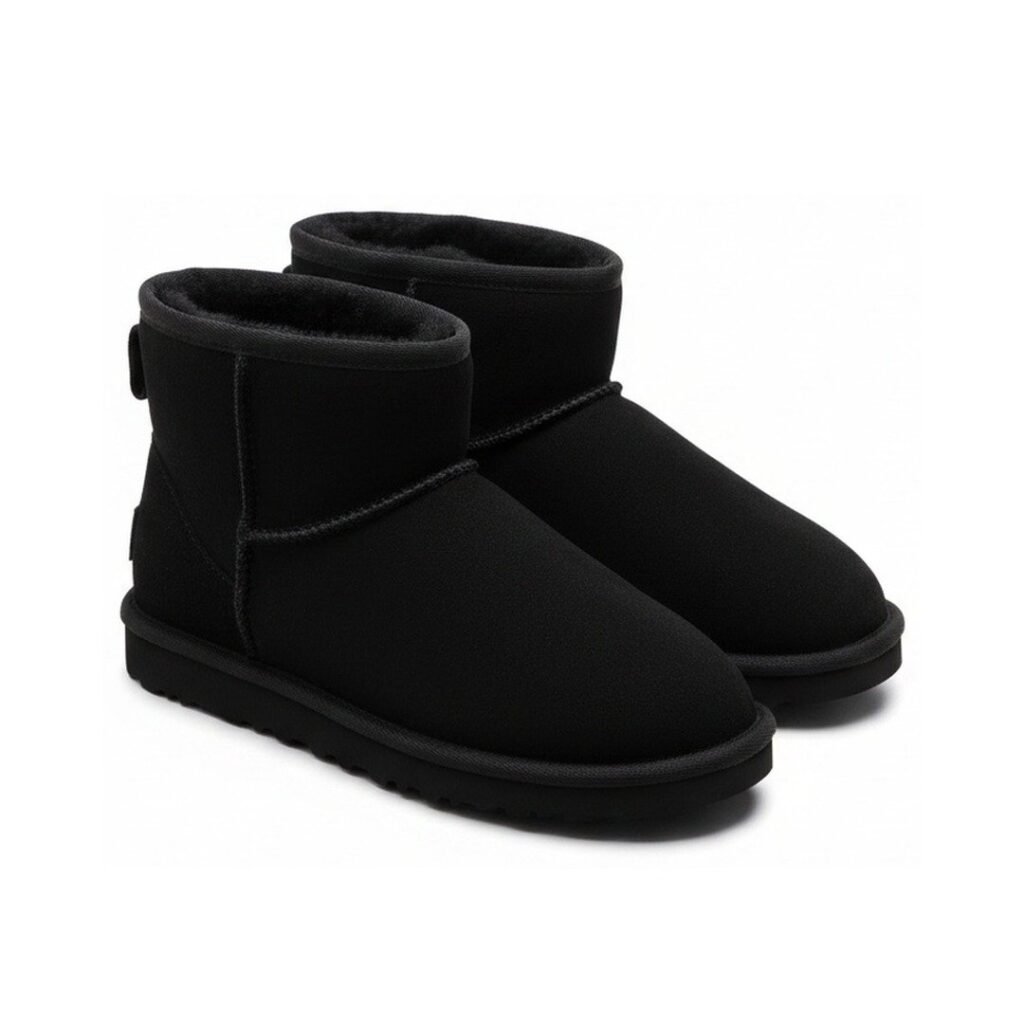 Ciepłe śniegowce UGG Classic Mini II na co dzień, czarne, unisex, zamsz i futro, wygodne na zimę 1016222-BLK