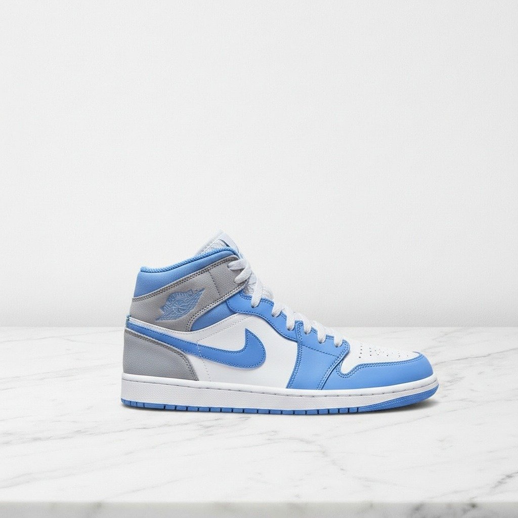 Buty Air Jordan 1 Mid SE dla niego, niebiesko-szare, skóra i zamsz, wygodne na co dzień, męskie DX9276-100