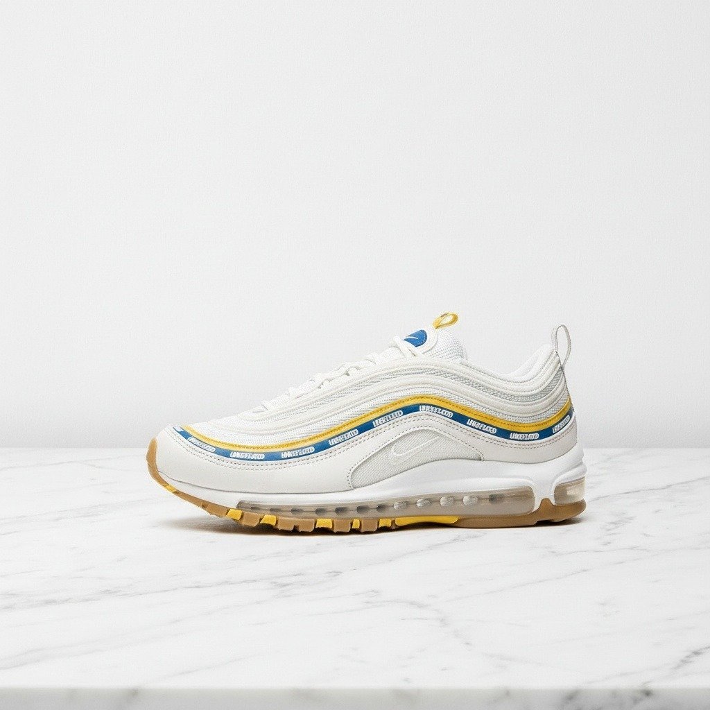 Buty Nike Air Max 97 Undefeated Ucla na co dzień, unisex, wygodna siatkowa cholewka, biało żółte, pasują do wielu stylizacji DC4830-100