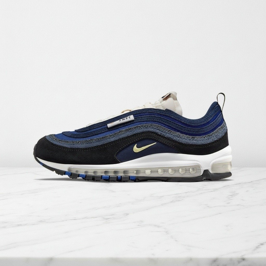 Nike Air Max 97 SE Running Club na co dzień, wygodne sneakersy unisex w kolorze granatowo-niebieskim, tekstyl i syntetyk, DH1085-001