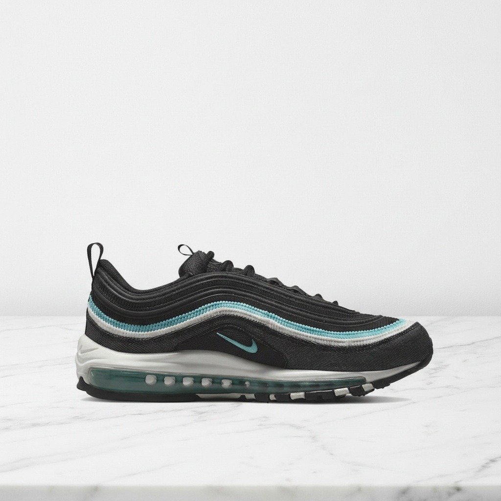Buty męskie Nike Air Max 97 SE, czarno turkusowe, wygodne na co dzień, siatka i denim, poduszka Max Air, DN1893-001
