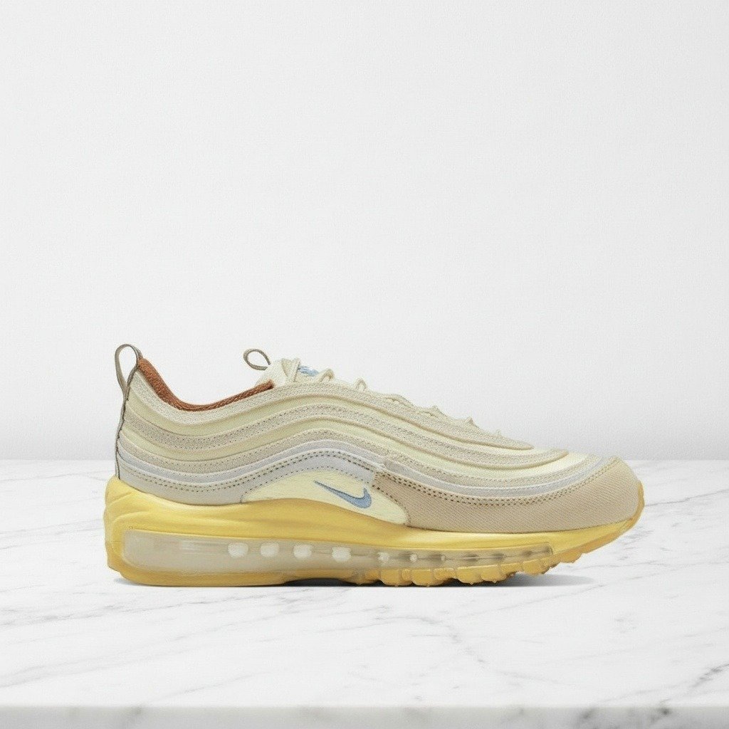 Buty Nike Air Max 97 Vintage na co dzień, unisex, beżowo-żółte, skóra, siatka i zamsz, wygodne DV1489-141