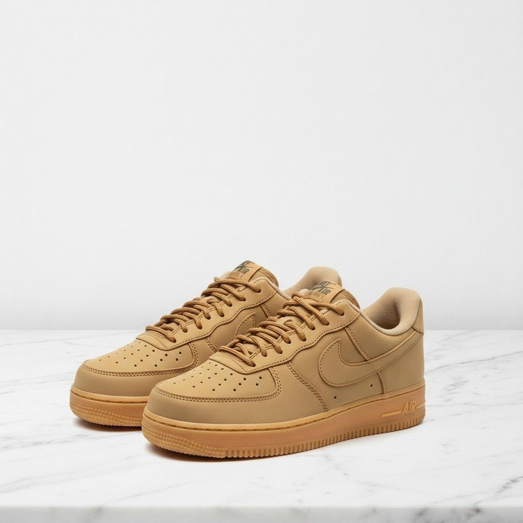 Buty męskie na co dzień, Nike Air Force 1 07 LV8 Wb Flax, wygodne sneakersy z nubuku, piaskowo brązowe, pasują do wielu stylizacji AA4061-200