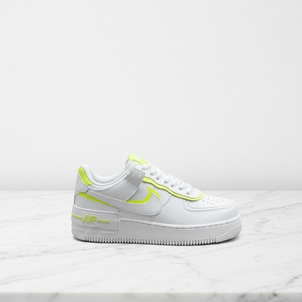 Nike Air Force 1 Shadow biało-żółte, wygodne sneakersy unisex na codzienne stylizacje, skóra, CI0919-104