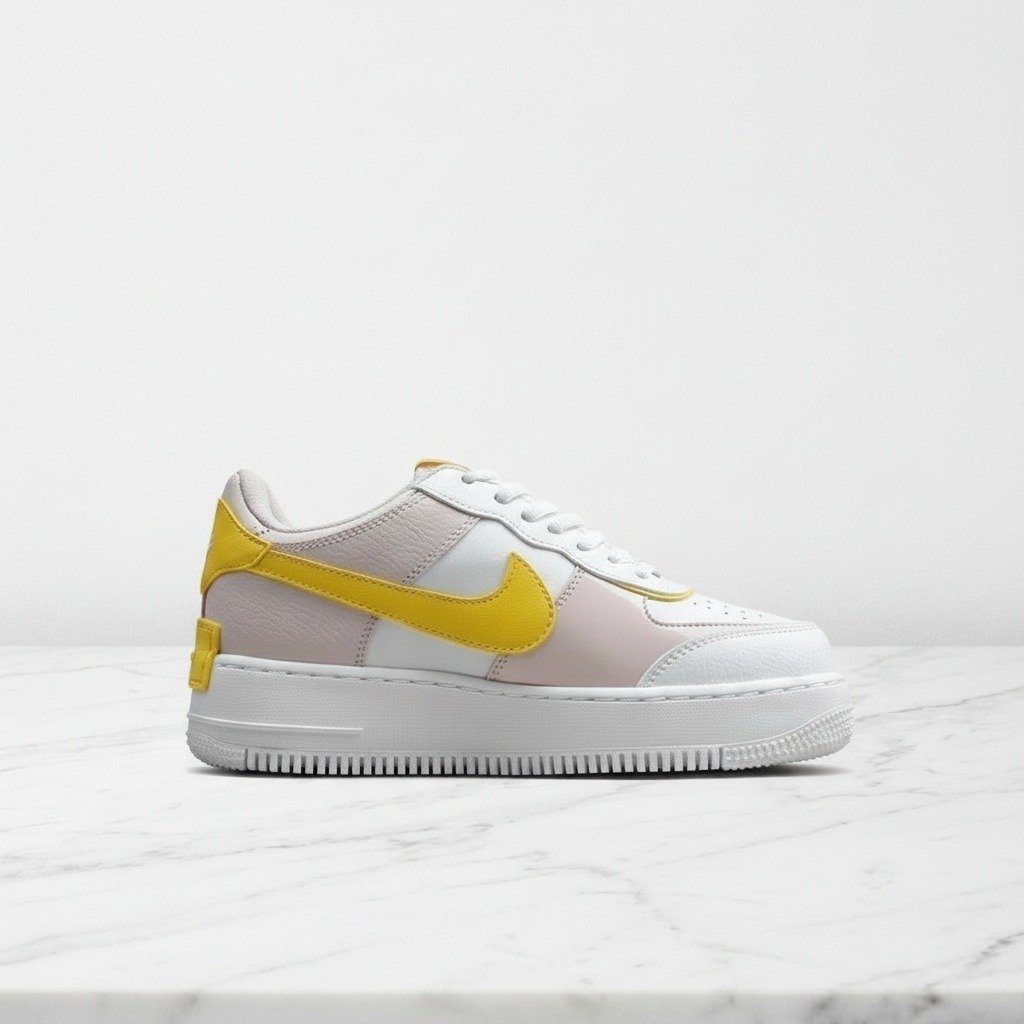 Nike Air Force 1 Low Shadow na co dzień, buty damskie i męskie, biało-żółte, wygodna skóra, do wielu stylizacji CJ1641-102