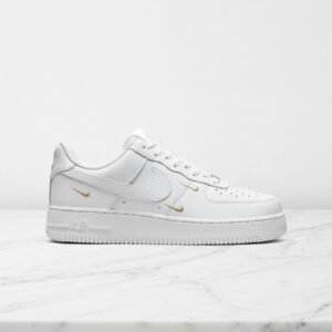 Buty Nike Air Force 1 Low 07 Essential na co dzień, biało złote, skórzane, wygodne unisex, CT1989-100
