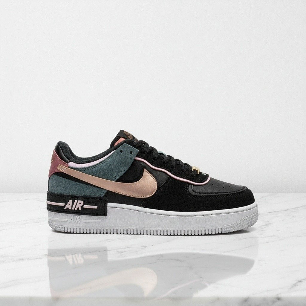 Nike Air Force 1 Low Shadow na co dzień, czarne sneakersy z różowymi i czerwonymi akcentami, wygodne, unisex CU5315-001