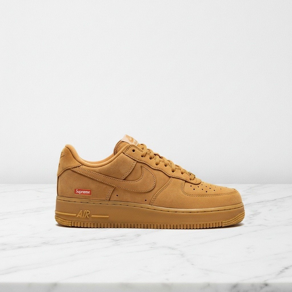 Buty Air Force 1 Low Supreme Wheat, codzienne sneakersy unisex, zamsz, wygodna amortyzacja, Nike DN1555-200