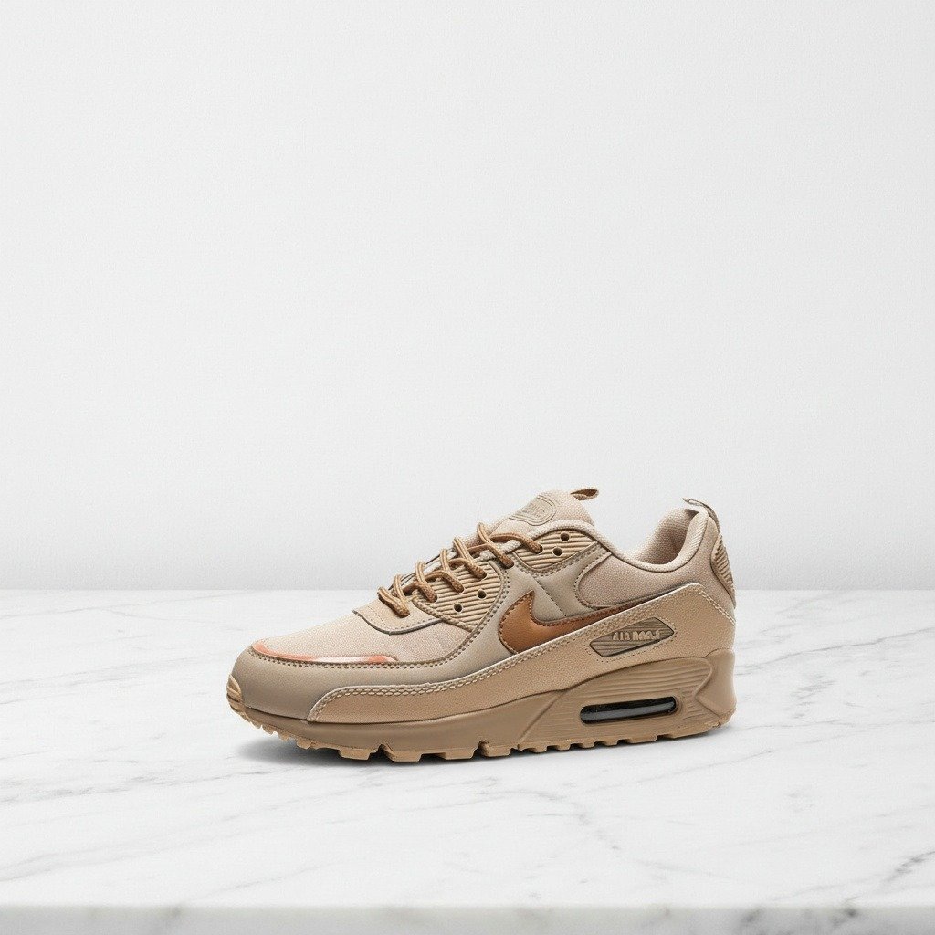 Buty na co dzień Nike Air Max 90 Desert Safety Orange, wygodne sneakersy unisex, beżowo brązowe, skóra i tekstylia CQ7743-200