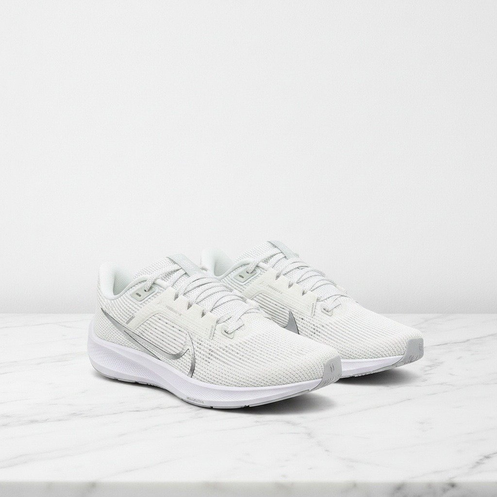 Buty sportowe Nike Pegasus 40 dla niego i dla niej, biało srebrne, lekka siatka na co dzień, wygodne unisex DV3854-101
