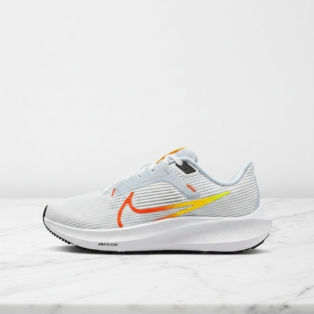 Buty do biegania Nike Air Zoom Pegasus 40 White Laser Orange, unisex, wygodne na cały dzień, oddychająca siatka, biało-szare, DV3854-102