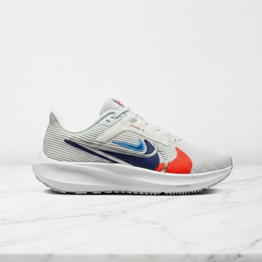 Nike Pegasus 40 Premium, sneakersy unisex biało niebieskie, lekkie i przewiewne na co dzień, siatkowa cholewka, FB7179-100
