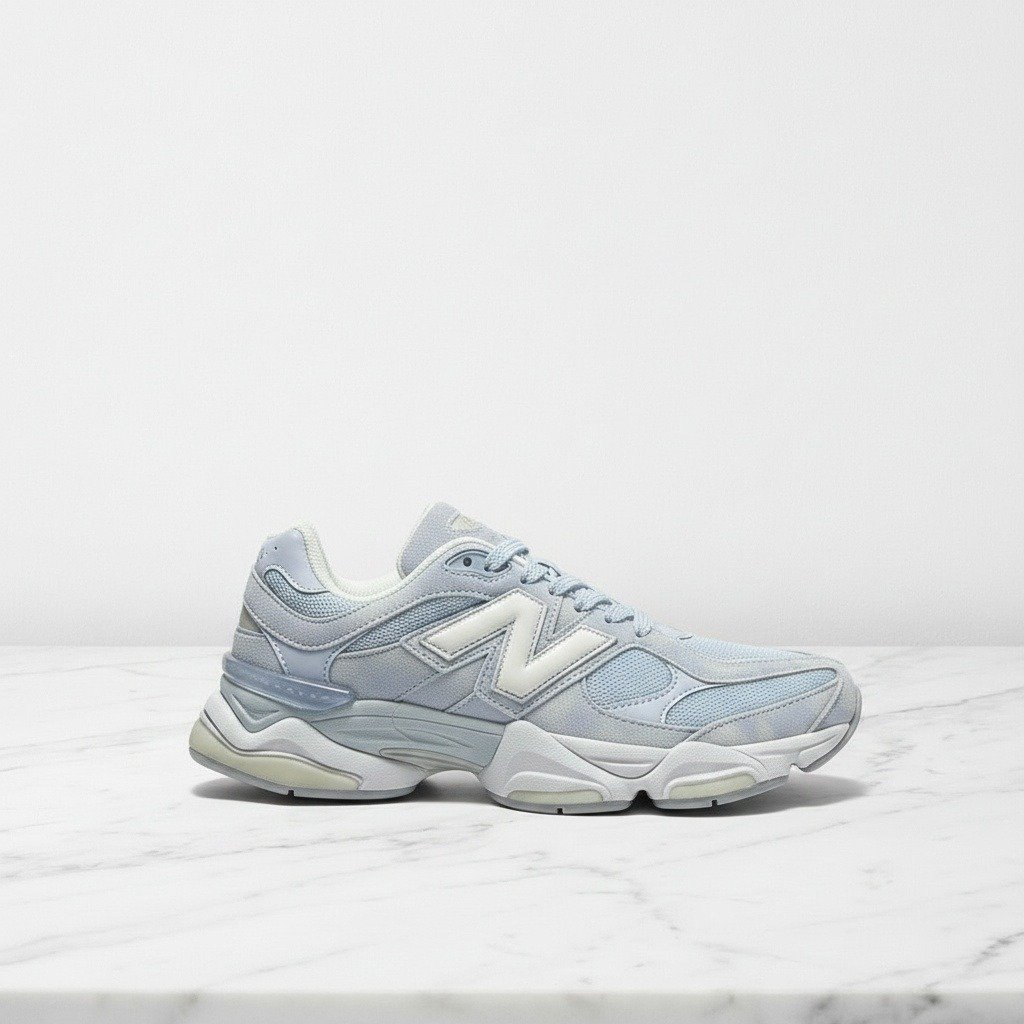 New Balance 9060 Oxford Blue Sea Salt, wygodne sneakersy unisex na co dzień, niebiesko-białe, zamsz i siatka, U90607KM