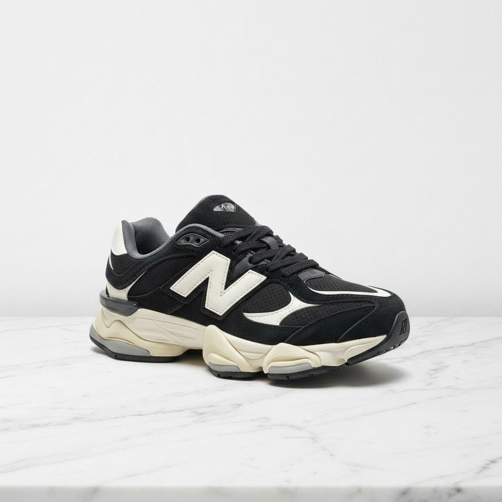 Buty New Balance 9060 czarno białe na co dzień, wygodne sneakersy unisex z zamszu i siatki, idealne do casualowych stylizacji U9060AAA