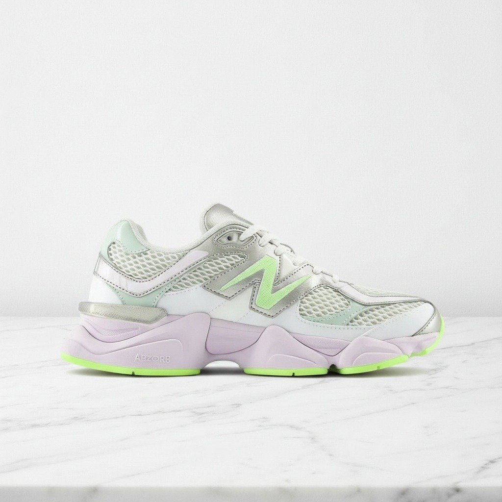 New Balance 9060 White Taro, wygodne sneakersy unisex na co dzień, biało fioletowe, siatka i skóra, U9060AGT