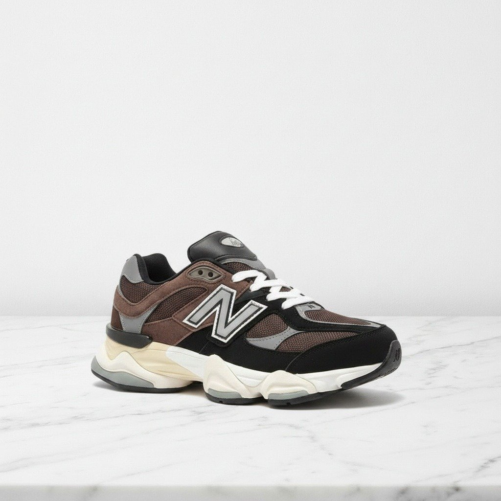Buty New Balance 9060 Brn na co dzień, unisex, wygodne sneakersy z siatki i zamszu, brązowo-czarne, U9060BRN