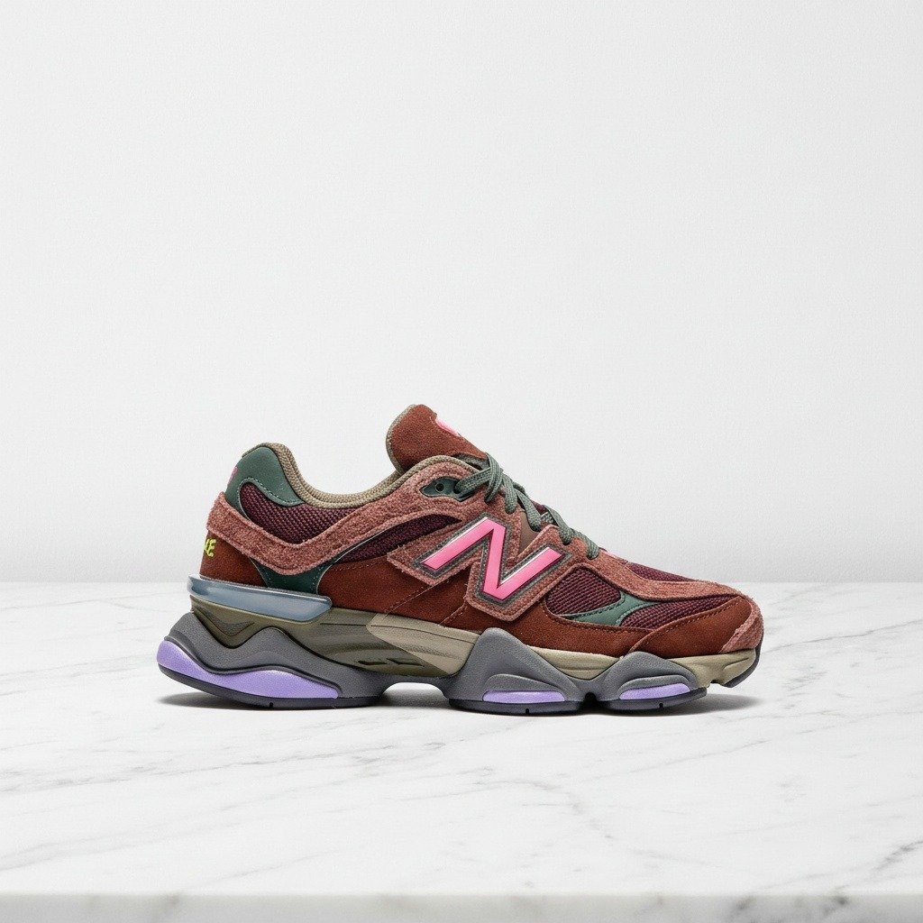 Buty New Balance U 9060 Bur na co dzień, wygodne sneakersy unisex z siatki i zamszu, brązowo bordowy kolor, idealne do codziennych stylizacji U9060BUR