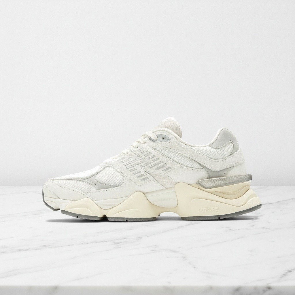 Buty New Balance 9060 Sea Salt White, wygodne sneakersy unisex na co dzień, zamsz i siatka, szaro beżowe, miękka amortyzacja, U9060ECA