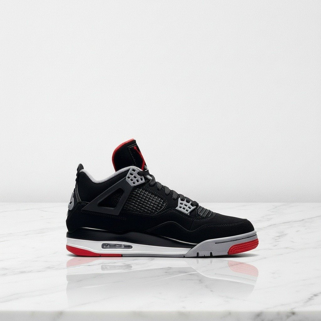 Buty sportowe Air Jordan 4 Bred na co dzień, unisex, wygodny zamsz, wysoka cholewka, pasują do wielu stylizacji 308497-060