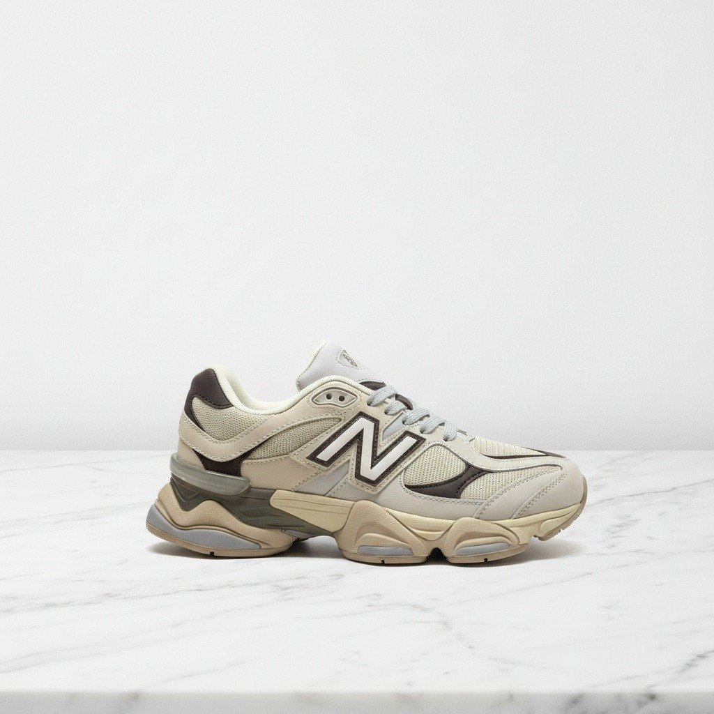 Buty New Balance U 9060 Fna dla niego i dla niej, wygodne sneakersy na co dzień, beżowo-brązowe, zamsz i siatka, U9060FNA
