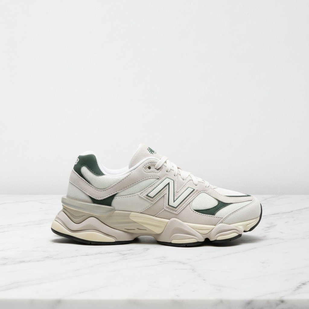 Buty New Balance 9060 Spruce Pack na co dzień, unisex, wygodny zamsz i siatka, beżowo zielone sneakersy U9060FSN