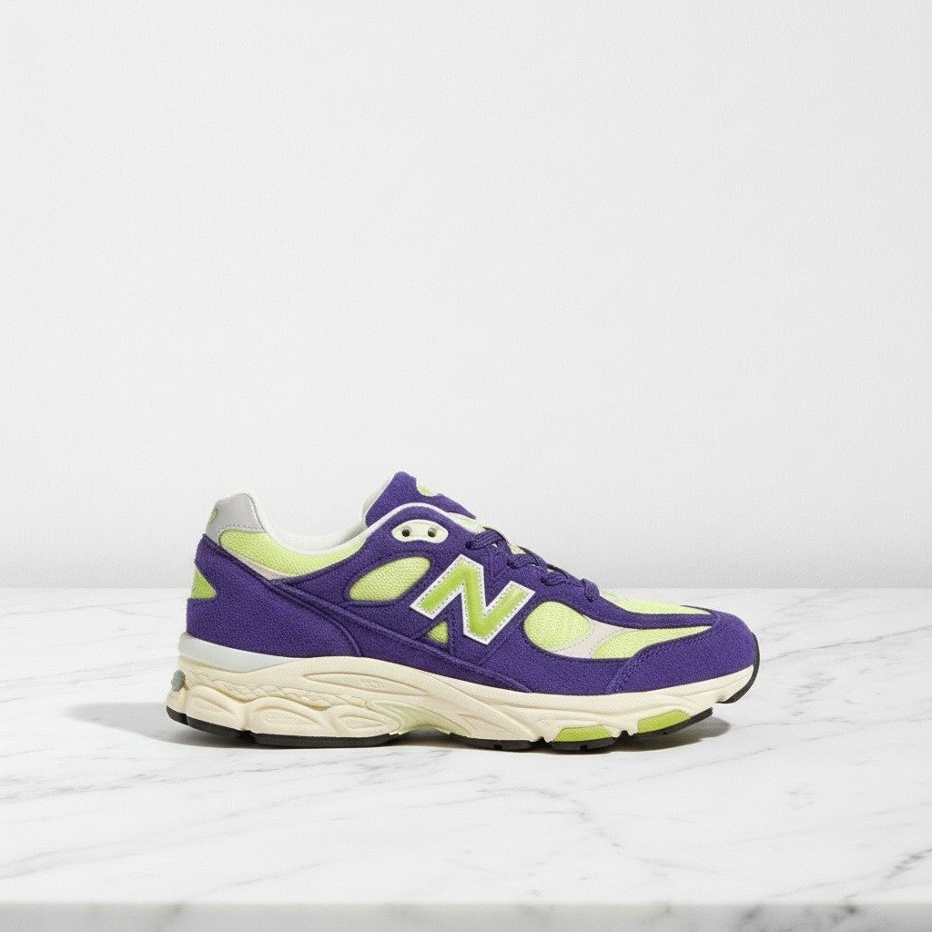 Fioletowe sneakersy unisex New Balance 9060 Indigo Moss Purple, wygodne na co dzień, zamsz i siatka, do wielu stylizacji U9060GEB