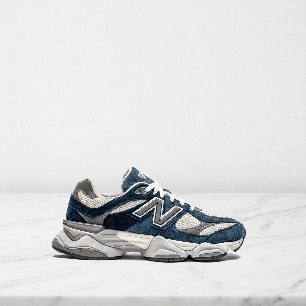 Wygodne sneakersy New Balance U 9060 Ind dla niego i dla niej, granatowo kremowe, zamsz i siatka, na co dzień do wielu stylizacji U9060IND