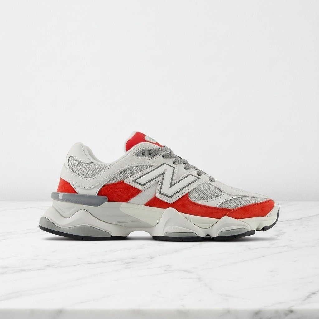 Buty New Balance 9060 White Grey Red na co dzień, unisex, wygodna amortyzacja Abzorb, świetne do casualowych stylizacji, U9060JBE