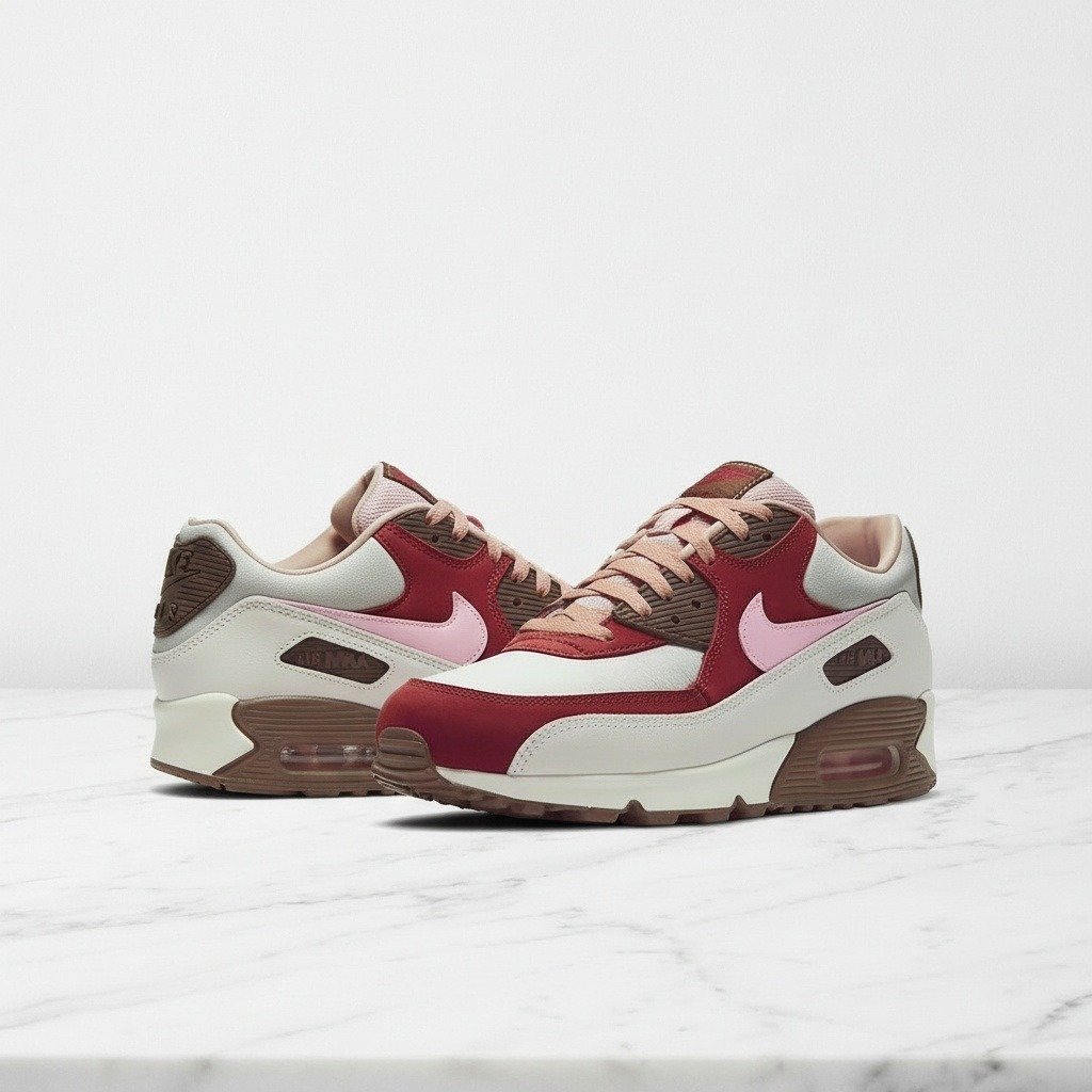 Buty Nike Air Max 90 NRG Bacon, biało czerwone, wygodna amortyzacja Max Air na cały dzień, zamsz i skóra, unisex sneakersy, CU1816-100