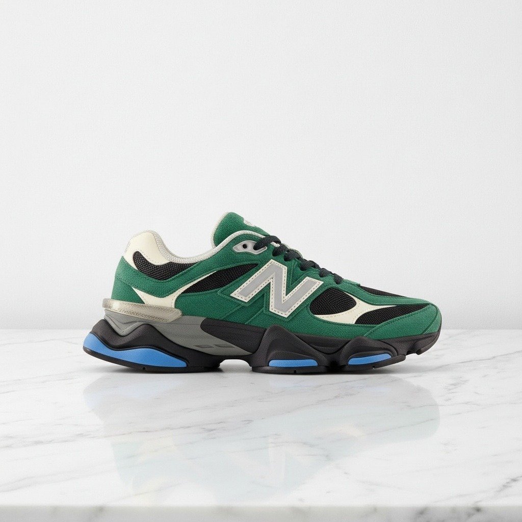 Buty New Balance 9060 Team Forest Green na co dzień, unisex, wygodne sneakersy z siateczki i zamszu, U9060VRA