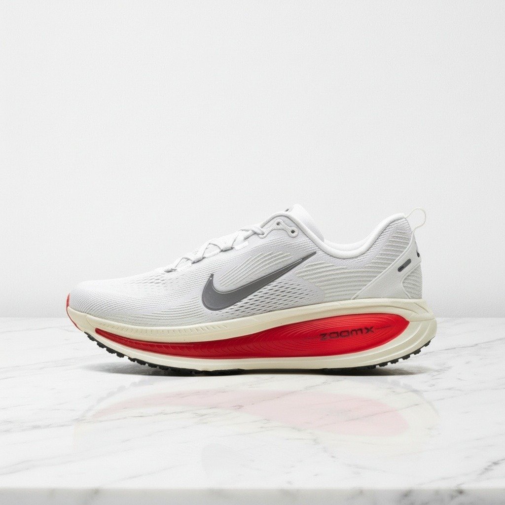 Nike Vomero 18 na co dzień, buty do biegania unisex, biało-czerwone, wygodne i lekkie HM6803-001