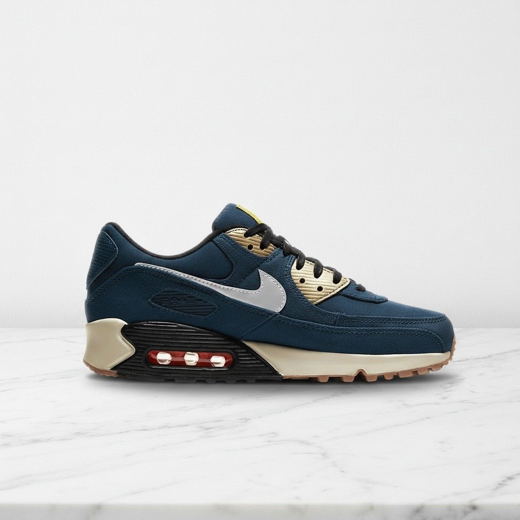 Buty Nike Air Max 90 City Pack Tokyo dla niego, wygodna amortyzacja na cały dzień, granatowo-beżowe, sneakersy męskie, CW1409-400