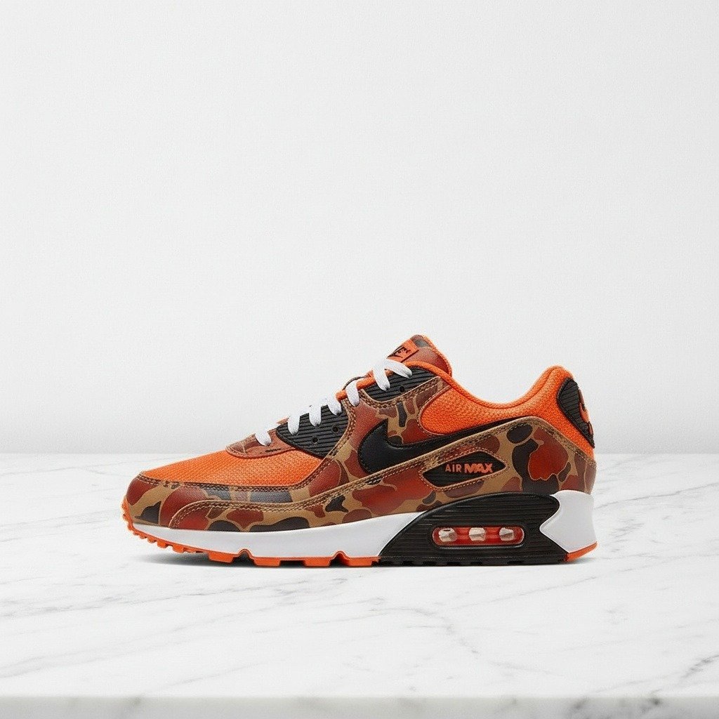 Buty Nike Air Max 90 SP Orange Camo na co dzień, unisex, pomarańczowe sneakersy camo, wygodna amortyzacja, CW4039-800