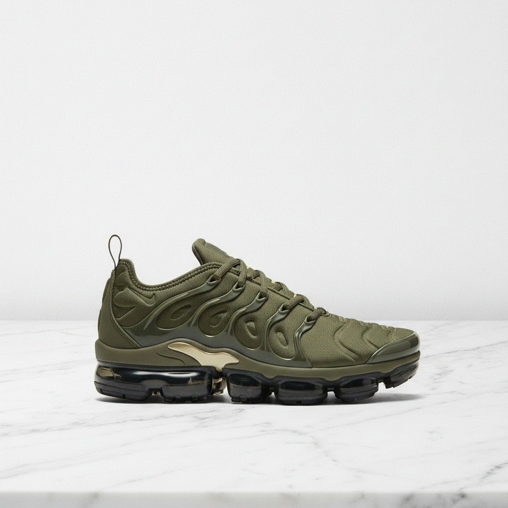 Nike Air VaporMax Plus Cargo Khaki, wygodne sneakersy męskie na co dzień, khaki z czarnym, 924453-300