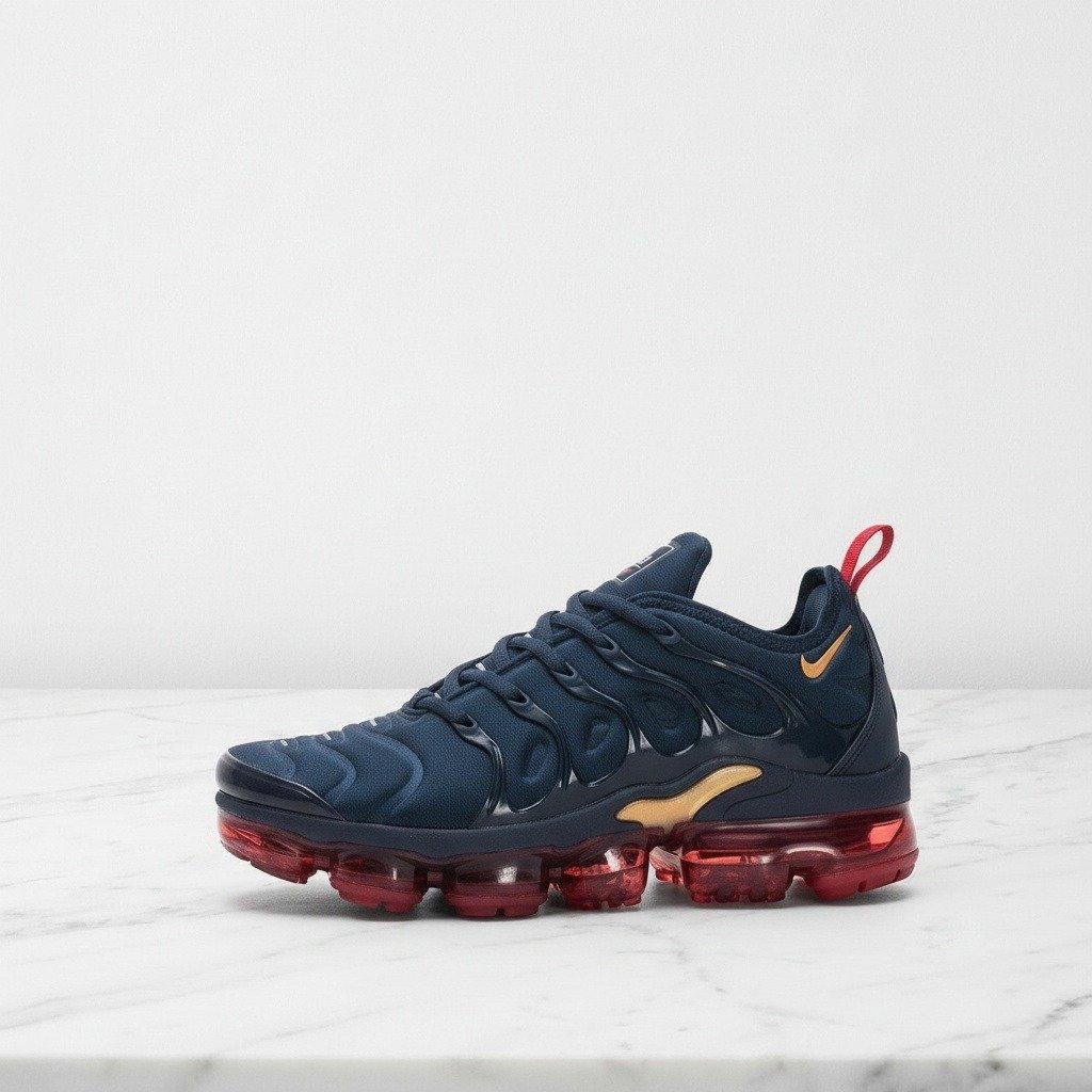 Buty Nike Air VaporMax Plus Olympic na co dzień, męskie sneakersy granatowo czerwone, wygodna amortyzacja powietrzna, 924453-405