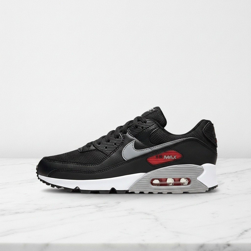Buty Nike Air Max 90 Negro na co dzień, unisex, wygodne sneakersy czarno-szare, siatka i skóra, CW7481-002