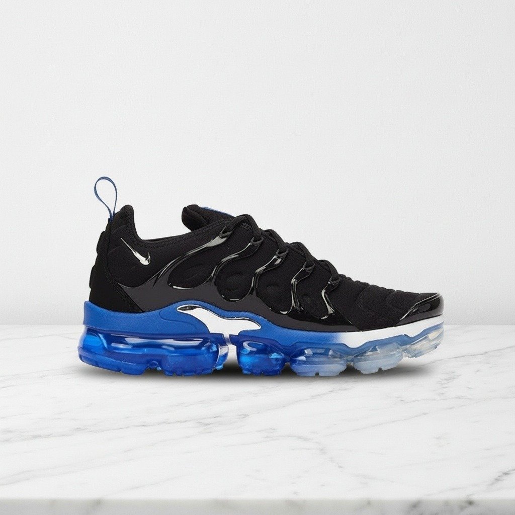Buty Nike Air VaporMax Plus Orlando Magic na co dzień, męskie sneakersy czarno-niebieskie, wygodna siatkowana cholewka, DH4300-001