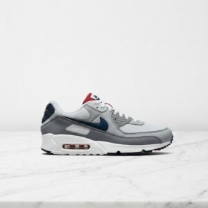 Buty na co dzień Nike Air Max 90 Gris, wygodne sneakersy unisex, biało-szare, siatka i zamsz, CZ1846-001