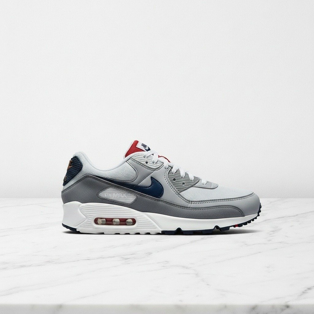 Buty na co dzień Nike Air Max 90 Gris, wygodne sneakersy unisex, biało-szare, siatka i zamsz, CZ1846-001
