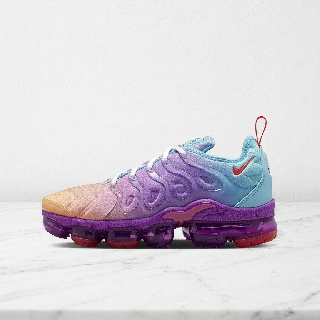 Damskie sneakersy Nike Air VaporMax Plus Fuchsia Dream, wygodne na co dzień, fioletowo błękitne, siateczka FD0823-500