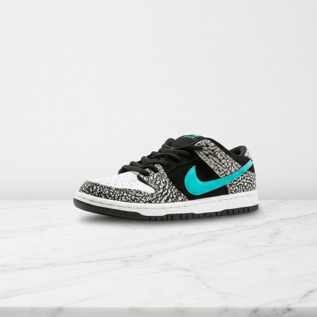 Buty Nike SB Dunk Low Pro Elephant dla niego i dla niej, wygodne na co dzień, szaro-czarne z turkusem BQ6817-009