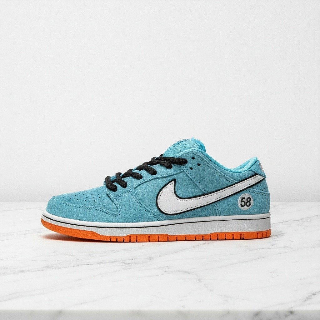 Buty Nike SB Dunk Low Pro Gulf na co dzień, unisex, wygodny zamsz, błękitno-biała kolorystyka, BQ6817-401