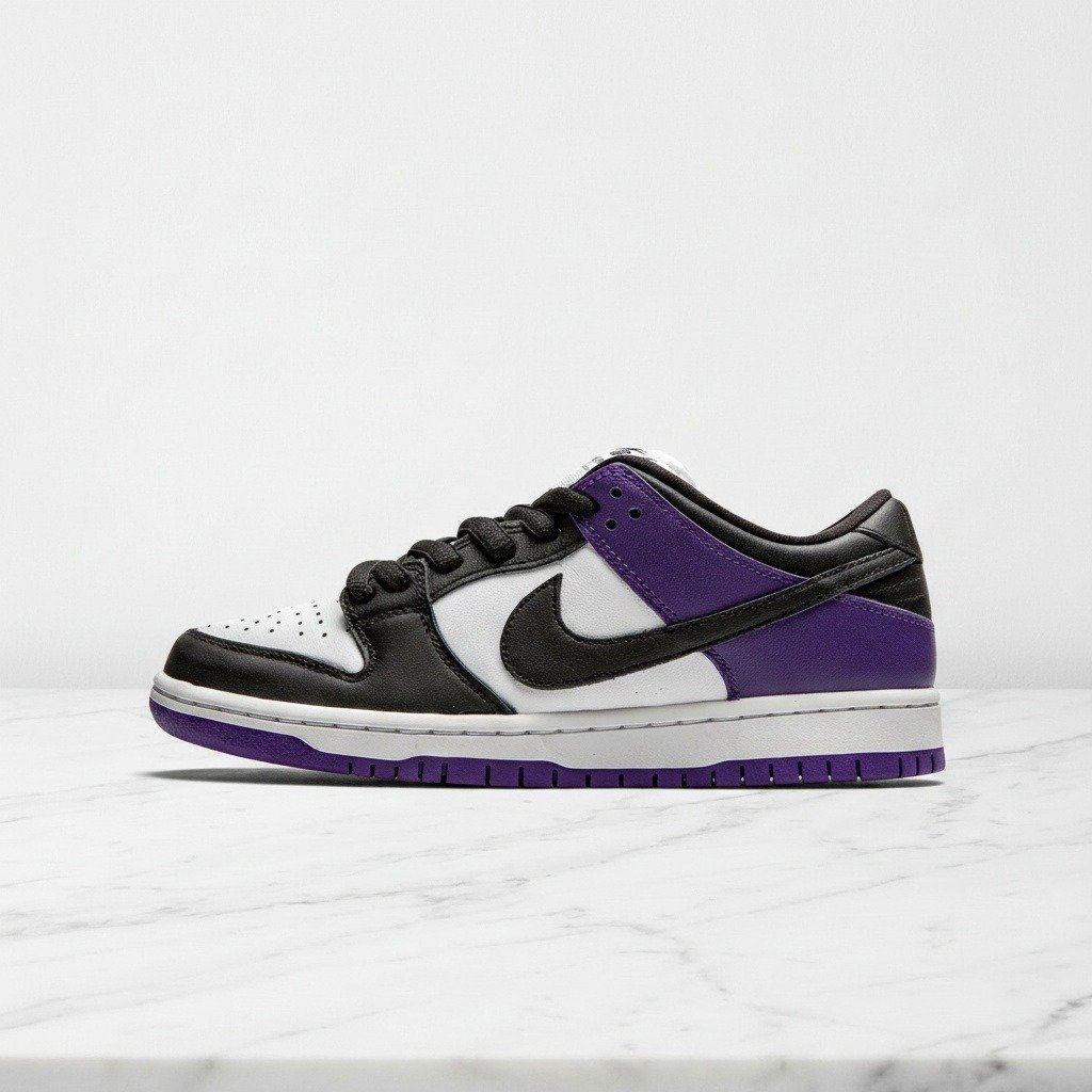 Nike SB Dunk Low Court Purple, wygodne sneakersy unisex na co dzień, fioletowo-biała skóra, super do zestawień BQ6817-500