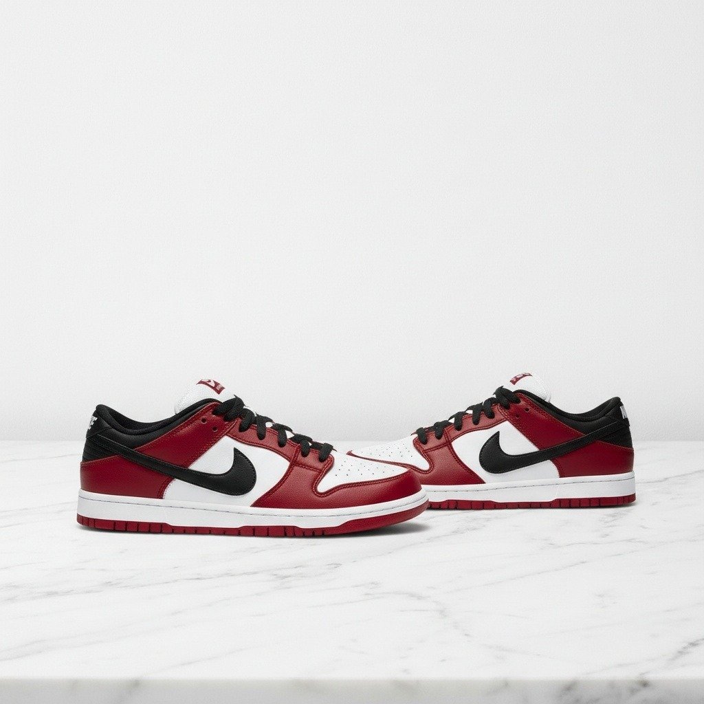 Nike SB Dunk Low Pro Chicago, wygodne sneakersy unisex na co dzień, czerwono-białe, skórzane BQ6817-600