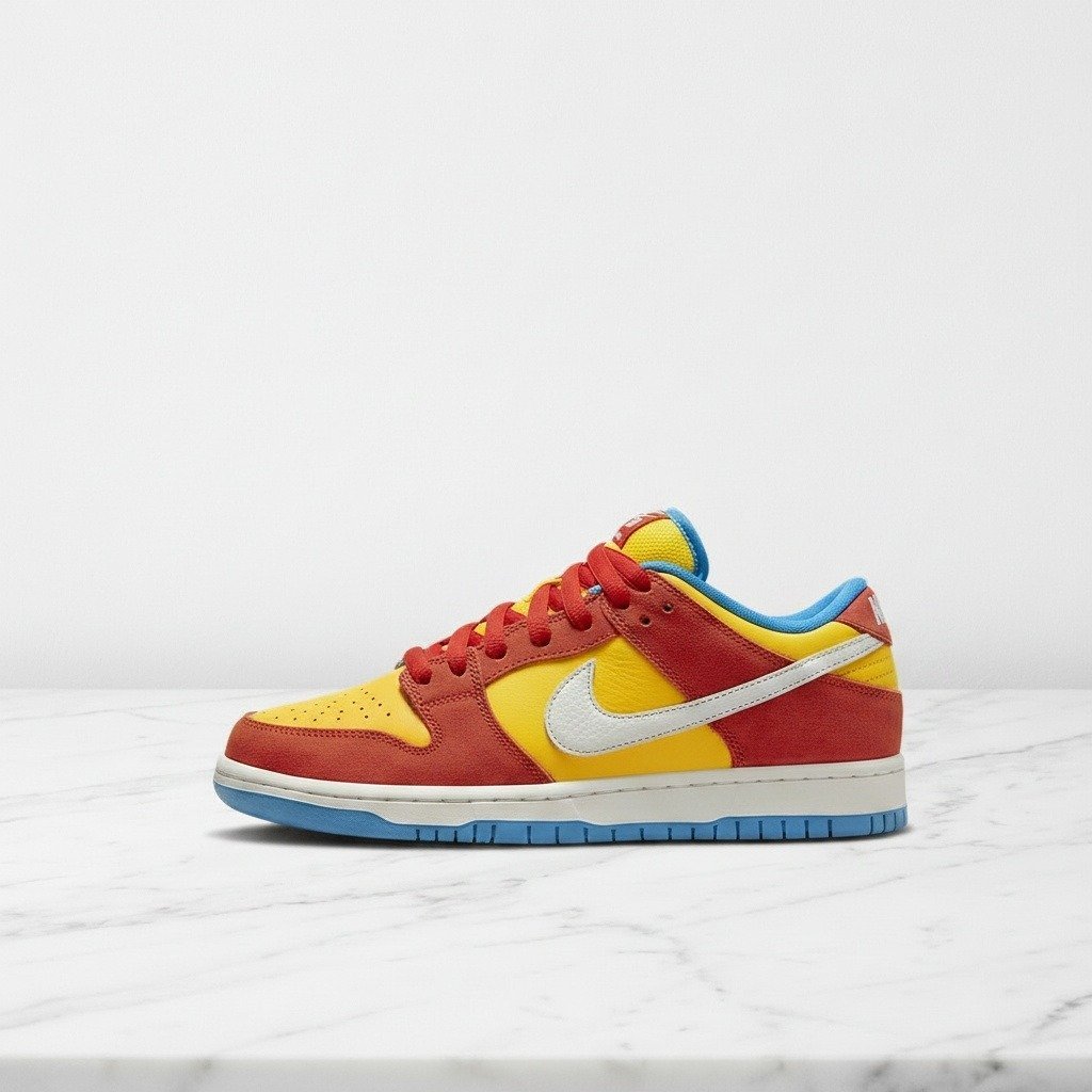 Buty Nike SB Dunk Low Bart Simpson na co dzień, wygodna amortyzacja Zoom Air, unisex, pomarańczowo żółte, BQ6817-602