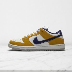 Buty Nike SB Dunk Low Laser Orange na co dzień, unisex, wygodny zamsz i skóra, żółte z granatem, BQ6817-800