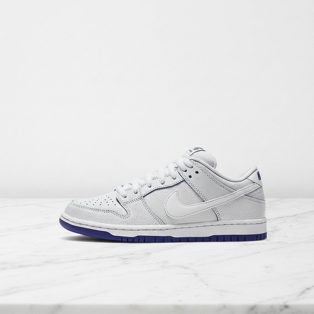 Buty Nike SB Dunk Low Premium Game Royal na co dzień, unisex, biało-niebieskie, skóra i syntetyk, wygodny Zoom Air, CJ6884-100